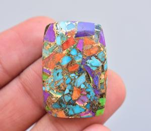 Perles de pierres précieuses naturelles turquoises, perles pour bijoux, ornements de pierres précieuses bronzées, de hauteur orange, vert et noir - Product Image 6