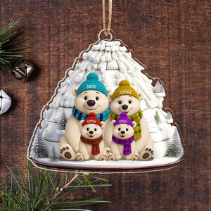 Ornement de Noël personnalisé en bois avec le nom de la famille, motif ours polaire, souvenir de Noël - Product Image 2