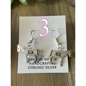 Navajo Sterling <b>Silver</b> Donkey Drop <b>Earrings</b> - Product Image 5