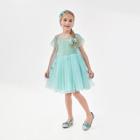 Ensemble de robe de princesse sur le thème de La Reine des Neiges avec détails scintillants pour filles, couleur et taille personnalisées, matière