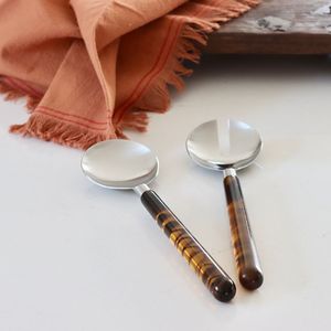 Ensemble de serveurs à salade en résine EFFECT VIBRANT HANDMADE 100% pour la maison et l'hôtel comprenant une cuillère à crème glacée - Product Image 4