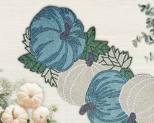 Camino de mesa hecho a mano con diseño de calabaza blanca y rosa elegante con cuentas bordadas florales decoración Mat técnicas de punto - Product Image 3