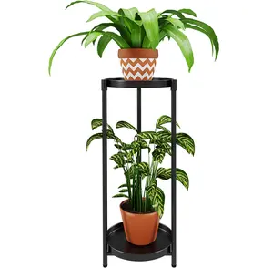 2 Tier Plant Stand Indoor Outdoor Multiple Planter Shelf Rack Iron Potted Flower Pot Holder for Corner Patio Balcony Living Room