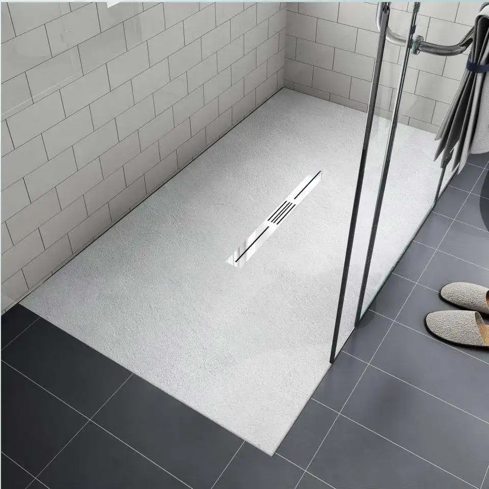 Portable Waterproof Marble Stone Shower Base ODM Shower Pan Piatti Doccia With Linear Drain