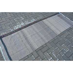 Turkish Vintage <b>Runner</b> <b>Rug</b> 2.6x7.6 ft (79x232 cm), Gray Floral Kilim <b>Rug</b> - Product Image 2