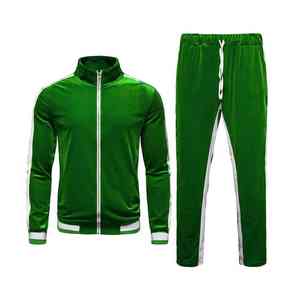 Conjunto de Terciopelo Vintage para Hombre, Conjunto de Dos Piezas con Cuello Alto y Cremallera, Pantalones Deportivos, Traje Deportivo Informal para Hombre - Product Image 6