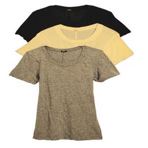 T-shirt à manches courtes de conception d'été écologique pour femmes Super doux en coton fin col en U coupe régulière léger compressé - Product Image 5