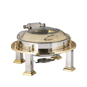 Calentador de alimentos para servir platos de frotamiento, equipo de catering, plato de frotamiento, calentador de alimentos para Buffet, plato de frotamiento de Metal con soporte para quemador - Product Image 6