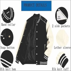 Couleur personnalisée Vestes pour hommes Nouveau design Manteaux flatteurs décontractés de bonne qualité Veste de baseball pour hommes pour l'université sportive en plein air - Product Image 6