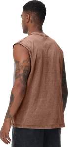 Débardeurs d'entraînement sans manches en coton tricoté sur mesure pour hommes coupe ample respirant séchage rapide lavage à l'acide t-shirts musculaires Gym course à pied plage - Product Image 3