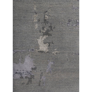 Alfombra Kavi Grey Lu-9031 (Cs-01)(Fr) Anudada a Mano de Lana y Seda de Bambú con Patrón Abstracto para Habitación de Adolescentes o Pasillo, en Negro y Gris - Product Image 3