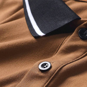 Polo de manga larga para hombre, 100% algodón de primera calidad, con cuello alto. - Product Image 2