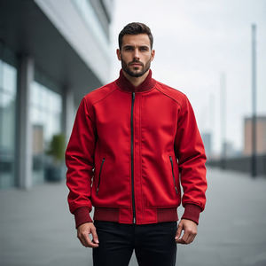 เสื้อแจ็กเก็ตผ้ากำมะหยี่สำหรับผู้ชายเสื้อแจ็คเก็ตทีมตัวแทนแขนเสื้อหนังแบบติดกระดุม - Product Image 3