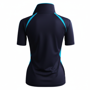 Chemise de golf pour femme à manches courtes, logo personnalisé, tissu tricoté respirant à séchage rapide, noir - Product Image 4