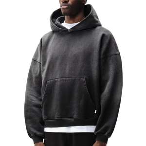 Fabricants OEM et ODM, logo personnalisé, qualité supérieure, sweat-shirts en coton uni surdimensionnés, lavage à l'acide, mode masculine - Product Image 2