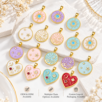 Pendentifs Cœur, Soleil, Lune et Étoile en Émail Coloré Plaqué Or, Breloques Célestes pour Femmes, Bijoux DIY, Vente en Gros