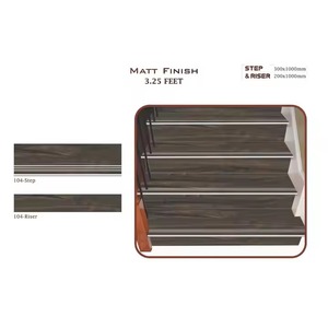 Luxury Vistaar Matt Finish GVT Porcelain <b>Step</b> Riser 300x1000mm Tread 200x1000mm 10mm Black Stairs Floor Ceramic Tiles - Product Image 3