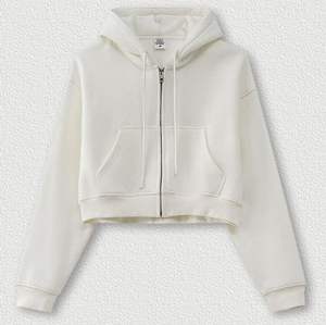 YKH 345GSM Zip up <b>Hoodies</b> Fleece Fabric Blank Long Sleeve Winter Warm Crop Customized Logo High Quality Zipper <b>Hoodies</b> for Women - Product Image 1