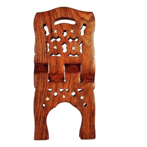 Sujetalibros Rehal de madera de diseño moderno, cómodo soporte de lectura hecho de madera pura de Sheesham para libros del Corán - Product Image 1