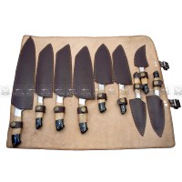 Offre Spéciale : Ensemble de Couteaux de Cuisine Professionnels en Acier Damas Style Japonais DD-KKS-910 avec Manche en Bois d'Olivier et Ébène – Écologique