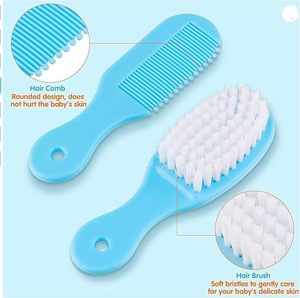 Kit de Cuidado para Bebés 10 en 1, Juego de Cepillo y Peine para Uñas y Cabello, Azul, Portátil, para Niños, Manicura y Pedicura - Product Image 3
