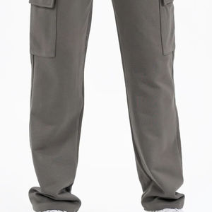 Pantalon Cargo Homme Vert en Toile à Jambes Larges en Éponge Décontracté Coupe Ample Taille Moyenne Motif Droit Léger Plat Direct - Product Image 3