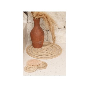 Sous-verres ronds en rotin tissés à la main avec support napperons tissés à la chaleur isolés par poterie ensemble de sous-verres écologiques - Product Image 1