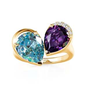 Jeulia Elegance Double Pear Toi Et Moi Cocktail Fashion <b>Ring</b> - Product Image 2