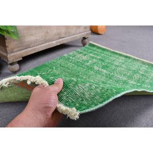 Tapis Turc Vintage Moderne 3.2 X 4.7ft Vert Patchwork Design Fait Main en Laine avec Support en Latex Classique Grande Taille pour Adolescents - Product Image 2