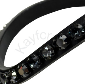 Brida de doma plana estilo Tokio negra con banda para la nariz Comfort XS de 5cm y banda para la frente curvada de cristal Swarovski - Product Image 3