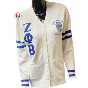 Zeta Phi รุ่นเบต้าคาร์ดิแกนปักลายสำหรับผู้หญิงเสื้อสเวตเตอร์ถักขนสัตว์สไตล์ตามสั่ง - Product Image 1