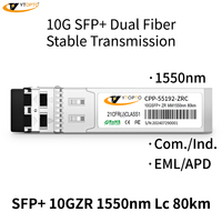YTOPTO 10G SFP+ ZR 1550nm 80km/100km Modul Transceiver Serat Optik LC SMF Duplex 5G IP Kompatibel POE /Mellanox/Mikrotik