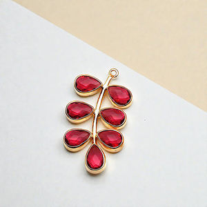 Dije de Hoja de Cuarzo Turmalina Rosa de 4x6 mm, Plata 925 - Dije de Joyería con Temática Natural para DIY - Product Image 1