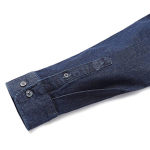 Chemise en jean pour homme à manches longues avec poche poitrine, col montant, boutons aux poignets, style décontracté - Product Image 3