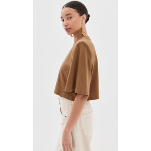 Recién llegado, Camiseta corta con hombros acolchados para mujer, camiseta de manga corta con cuello redondo Y2K para mujer - Product Image 4