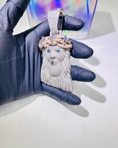 Collar con Colgante de Moissanita Redonda con Engaste de Garra, Chapado en Oro, Estilo Hip Hop, VVS, para Fiestas, Venta Caliente - Product Image 2