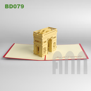 ANN HANDICRAFT BD079 Handmade 3D Pop-Up Arc De Triomphe Greeting Cards-Eco-Friendly Paper <b>Matte</b> <b>Varnishing</b> Offset Printing Japan - Product Image 6