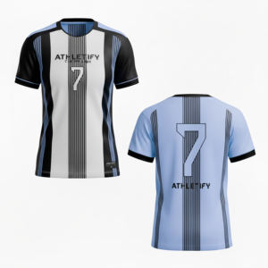 Maillot de football personnalisé directement de l'usine, technologie d'impression par sublimation, couleurs résistantes à la décoloration, 100% polyester, nom de l'équipe pour l'équipe - Product Image 1