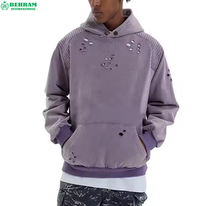 Sweat à capuche pour homme coupe classique délavé à l'acide 100% coton, effet soleil éclairé, technique de teinture unie, hiver, écologique, vente en gros - Product Image 2