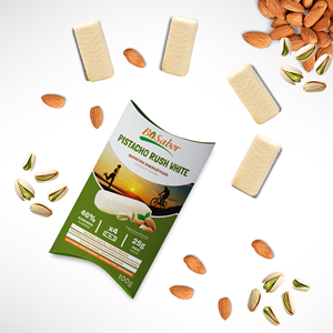 Pistacho Rush White Bisabor Almond Energy Bar: Barretta Energetica al Pistacchio con Rivestimento Bianco, Snack Salutare per Atleti, Confezione da 4x25g - Product Image 3