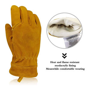 Guantes de soldadura TIG de cuero de grano de oveja de alta calidad de tamaño XL, guantes de seguridad antideslizantes para extinción de incendios, calor ignífugo antiimpacto - Product Image 4