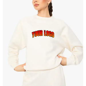 Sweat décontracté de haute qualité pour femmes sur mesure Polyester/coton mélangé polaire graphique brodé avant surdimensionné col rond - Product Image 5