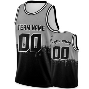 Noir gris maillot de basket-ball personnalisé impression personnalisée nom de l'équipe numéro Logo Hip Hop chemises de sport pour hommes femmes jeunes enfants - Product Image 4