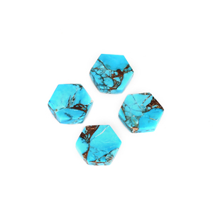 MOHAVE cuivre bleu TURQUOISE 10x10mm forme hexagonale dos plat 17.00cx. LOT de pierres - Product Image 6