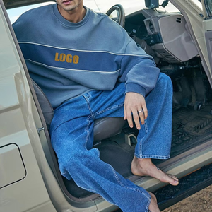Sweat-shirts à capuche décontractés unisexes personnalisés en molleton à manches longues, lavés, en coton, patchwork, brodés, nouveaux produits d'automne - Product Image 4