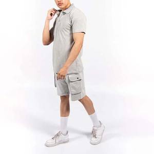 Conjuntos de camisetas polo y pantalones cortos en blanco al por mayor ropa de hombre de dos piezas de talla grande algodón de calle transpirable hombres conjunto doble 2024 - Product Image 3