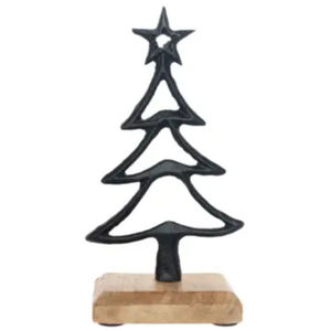 Escultura Navideña Creativa de Aluminio Plateado sobre Base de Madera de Mango, Decoración Moderna para Mesa, Decoración Artesanal para el Hogar - Product Image 2