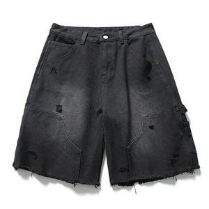 Meilleure vente de short en jean droit décontracté déchiré de haute qualité personnalisé pour homme motif solide avec impression numérique - Product Image 5