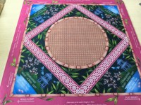 Tapis de mahjong LuxJong 33,5*33,5 pouces en néoprène/polyester imperméable rose vert motif jardin oriental pagode bambou antidérapant pour table