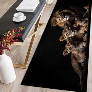 Alfombra para puerta con diseño de familia de leones: alfombra impresa con diseño de animales de safari, alfombra delgada no tejida - Product Image 5